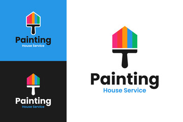 Modern residential exterior painting contractor logo design vector illustration
