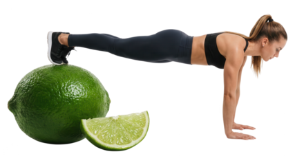 Woman Doing Plank on a Giant Lime