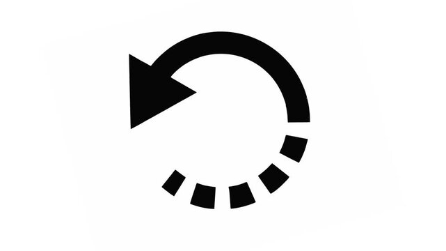 Black Reload Arrow Icon on White Background - Loop Animation.