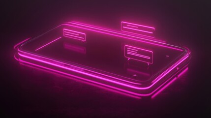 Neon smartphone with live chat bubbles and product tags