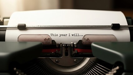 Typewriter with 'This year I will' text