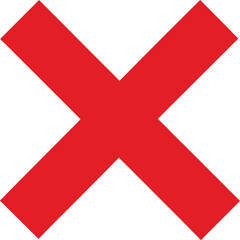 Obraz premium red cross mark icon isolated on white background, bold flat vector symbol for error, close, cancel or incorrect sign
