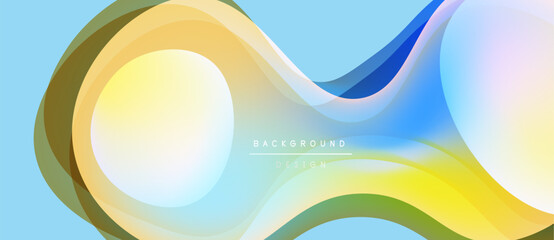 Abstract flowing shapes, vibrant colors, smooth gradients. Modern design element for backgrounds, presentations. Light blue backdrop dominates.