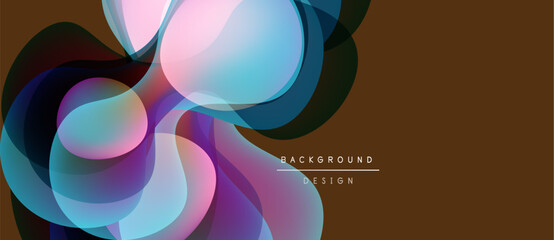 Abstract shapes overlap, creating vibrant color blends. Soft gradients suggest depth, forming modern background design.