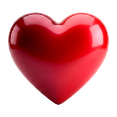 Three dimensional rendering of bright shiny deep red anatomical heart shape object symbolizing emotion and passion isolated