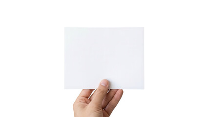 Obraz premium Hand holding blank white card isolated on white background