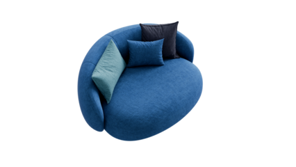 Contemporary textile sofa with pillows on an isolated background. Furniture for advertising, presentations, and marketing materials.
