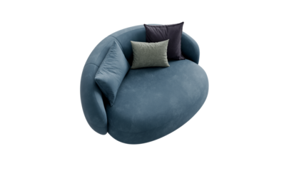Isolated leather circular couch on an isolated background. Furniture for advertising, presentations, and marketing materials.