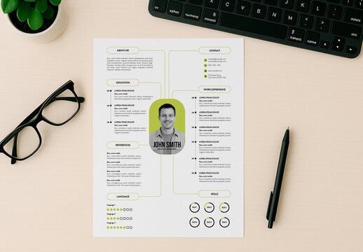Professional Curriculum Vitae with Green Accents