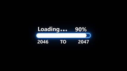 Loading Bar Showing Progress From Year 2046 To 2047 With 100% Percent Complete progress bar percentage