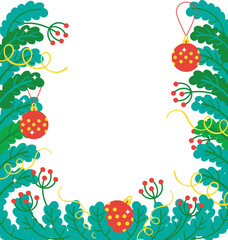 Fototapeta premium Festive christmas wreath with ornaments and greenery