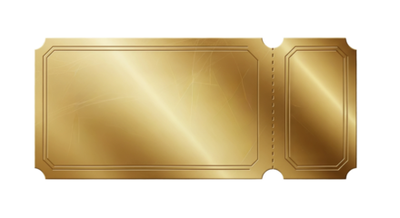 Golden Ticket Blank Template Isolated on White Background.