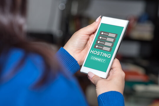 Hosting concept on a smartphone - Powered by Adobe