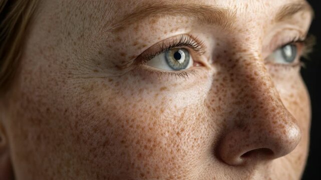 A detailed shot of someone's face with prominent features
