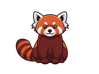 Fototapeta premium Vector illustration of a red panda sitting, isolated on white background