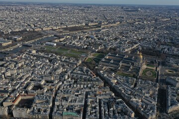 Aerial View of Paris with the Eiffel Tower