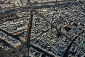Aerial View of Paris with the Eiffel Tower