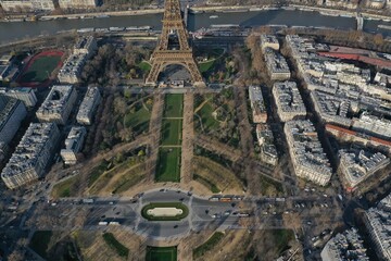 Aerial View of Paris with the Eiffel Tower