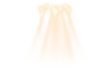 Gold Color Stage Spotlight with Rays. PNG Isolated