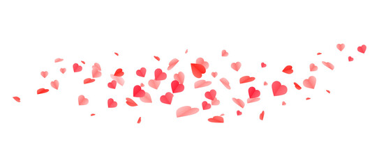 Hearts confetti isolated. Flying Hearts 