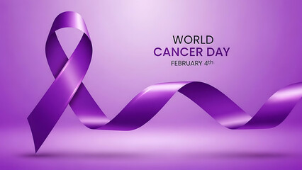 World Cancer Day: February 4th Purple Awareness Ribbon for Support and Solidarity
