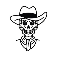 Cartoon vector illustration of a fun cowboy sheriff character face design with a wild black mustache and hat icon