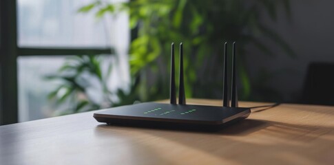 Check The Black Router with Green Indicator Lights for Home Connection