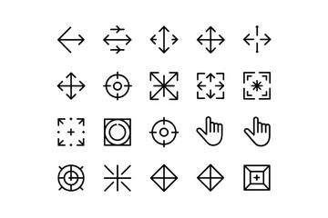 Collection of black and white cursor and navigation icons