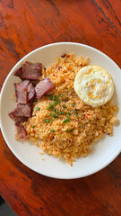 fried rice with egg and smoked beef