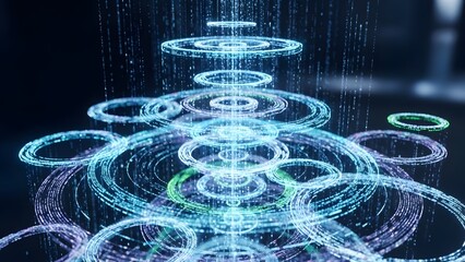 Abstract visualization of digital data flow and futuristic information transfer