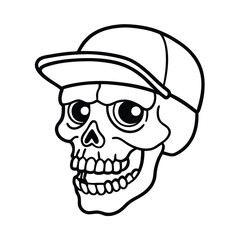 Angry cartoon skull face illustration vector character with hat