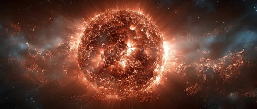 A cosmic supernova occurs when a fiery sun explodes.