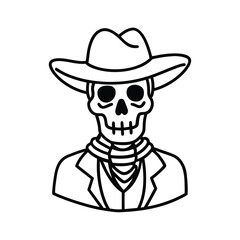 Cute black and white cartoon cowboy hat illustration with a fun sheriff dog character