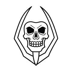 Black vector illustration of a scary skull and crossbones symbol for danger, pirate, or death, perfect for Halloween art and tattoo designs