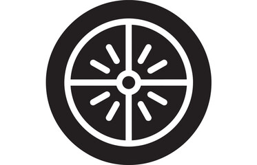 Obraz premium Simple black tire icon with white details on white background