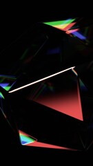Abstract iridescent background, colorful reflections and refractions on glass surface, vertical orientation, 3d render