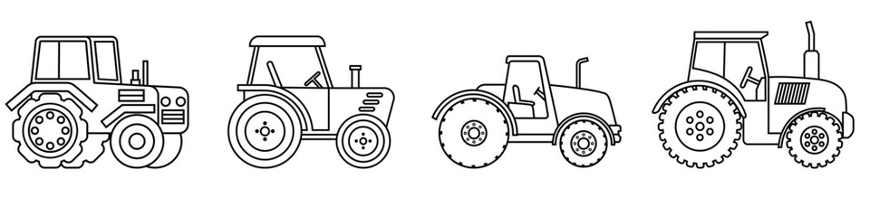 Naklejka na ściany i meble Tractor icon vector set. Farm tractor Illustration sign collection. Agricultural machinery symbol or logo.