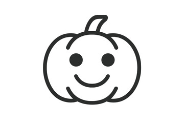 Black outline of a smiling pumpkin with a face on a white background, showing a playful design for festive celebrations