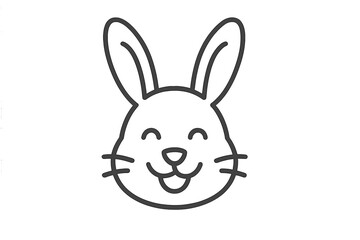 Cute bunny face drawing with big ears and smiling expression on a simple white background