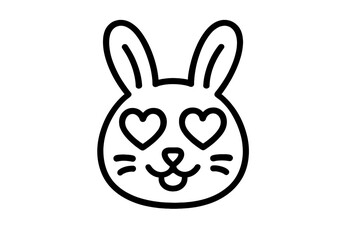 Cute bunny head with heart-shaped eyes showing love and joy in a simple design for various uses