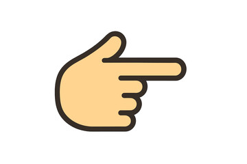 Hand gesture pointing to the right with a simple design on a plain background