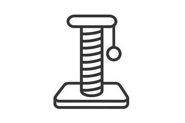 Cat scratching post with a base and a hanging ball toy designed for indoor feline play and exercise