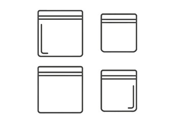 Different sizes of storage bags shown in a simple layout on a white background in a clean design for organizing items