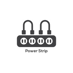 Power Strip Outlet Vector Icon, Symbolizing Electrical Energy, Multiple Plugs, Charging Station, Home Appliance, and Office Power Hub.