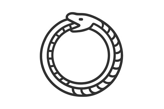Symbol of a snake eating its tail in circular form representing unity and eternity in design