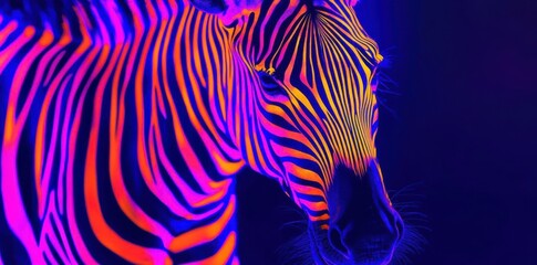 Obraz premium Striking Zebra Portrait in Vivid Colors, a Wild Beauty