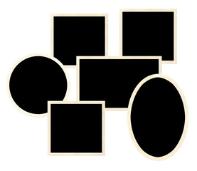 Template collage with six retro frame photos. Moodboard pictures album grid for scrapbooking. Vintage style mood board layout. Isolated on white background. Copy space for your text and photo