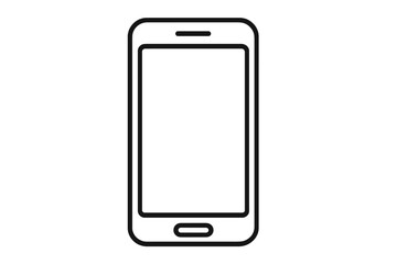Outline of a smartphone with a blank screen showing the design and shape of a common mobile device
