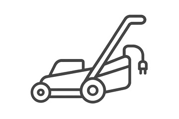 Electric lawn mower machine outline symbol for gardening and yard work
