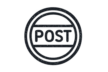 Distressed circular rubber stamp with the word POST simulating a vintage postal mark